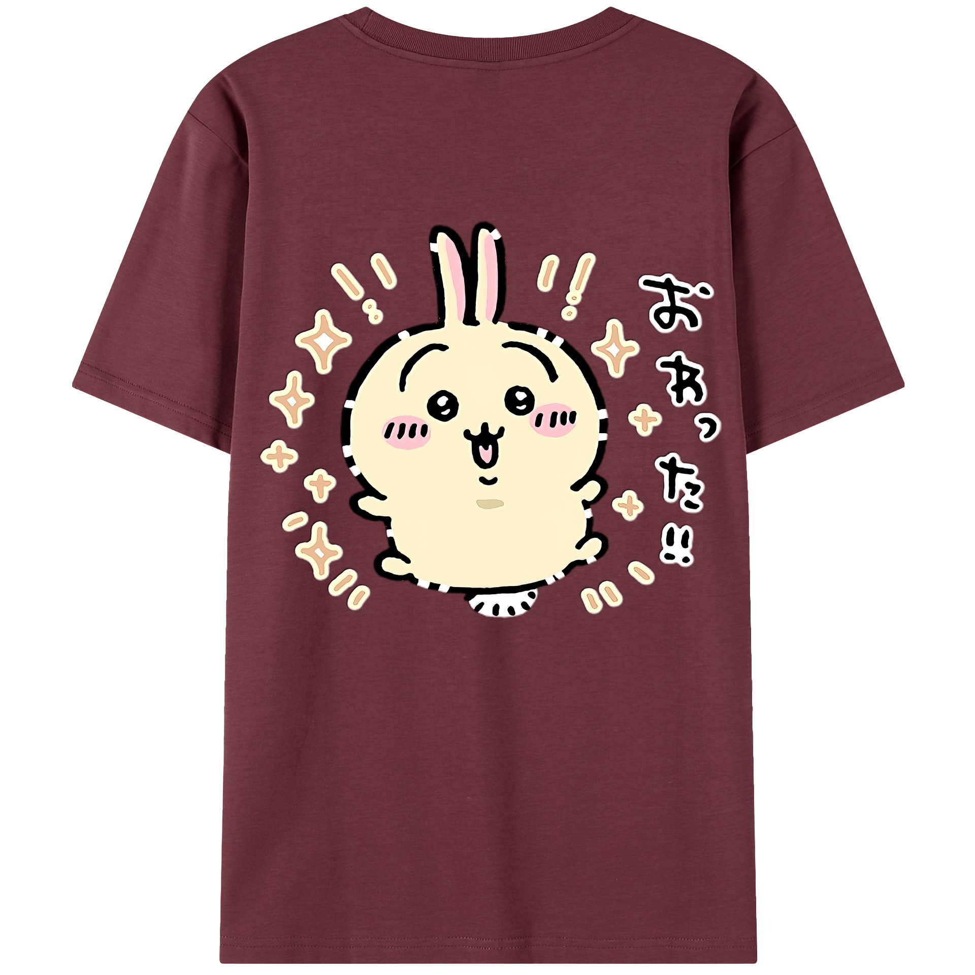 （画像用） ちいかわ うさぎ Chii-kawa usagi 綿100％半袖Tシャツ（背面プリント）